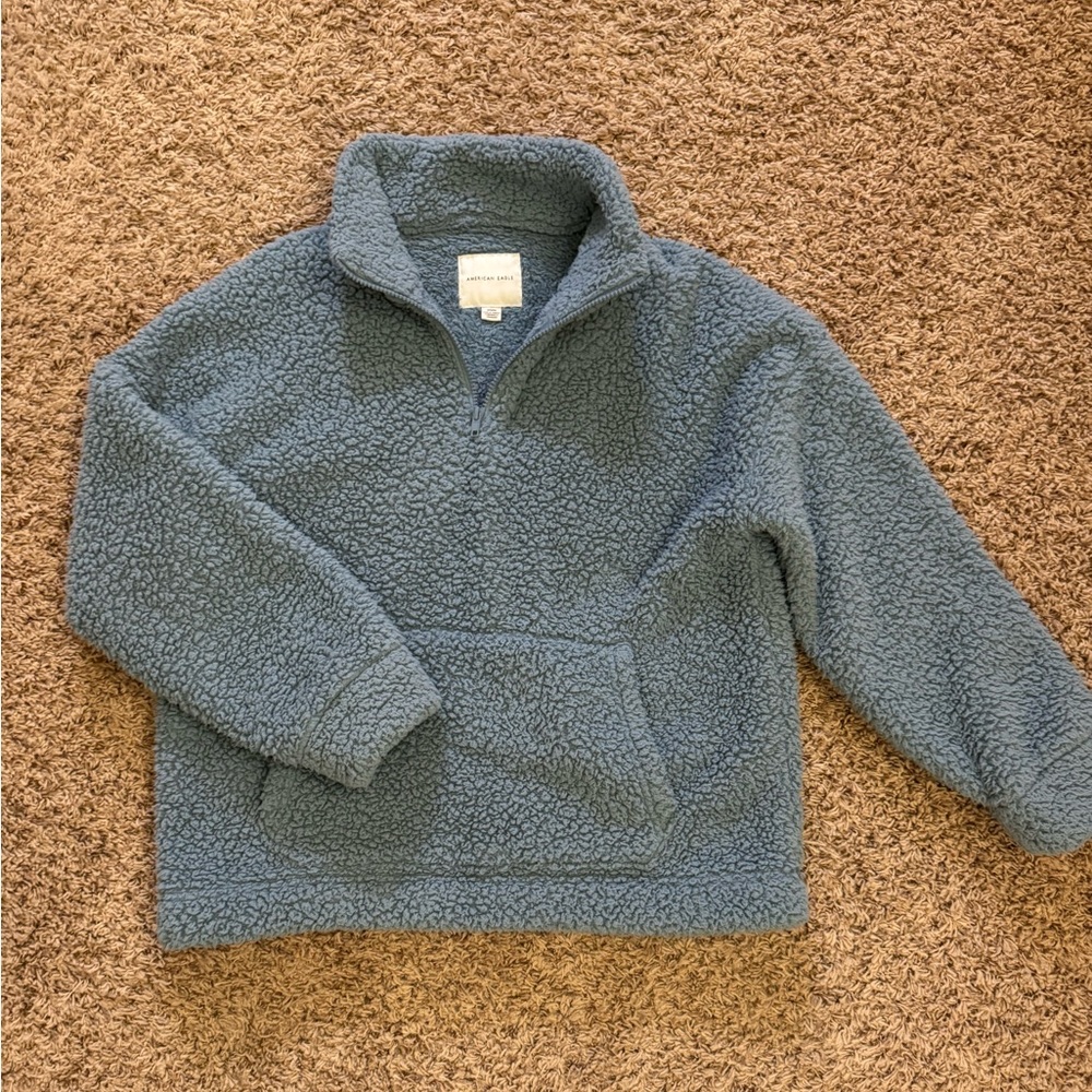 American Eagle  Blue Sherpa Pullover